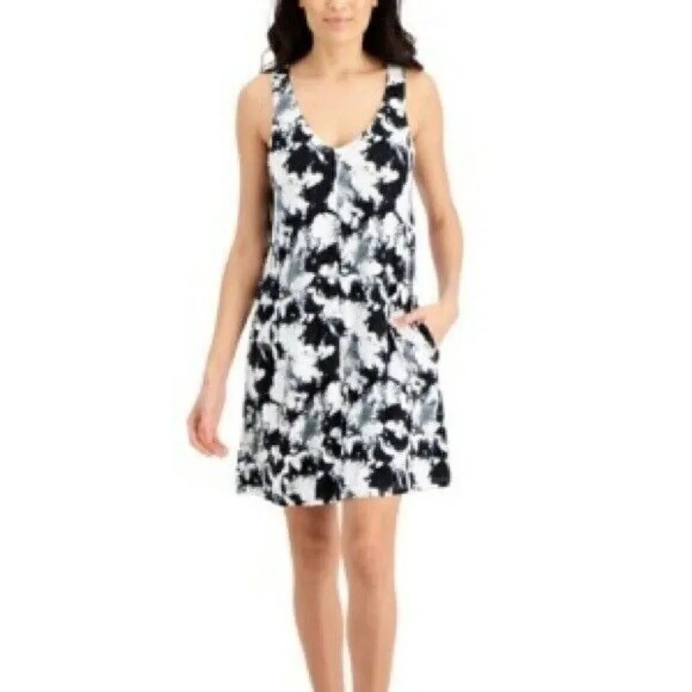 Jenni Black & White Tie Dye Chemise Tank Nightgown Women's Extra Small NWT
